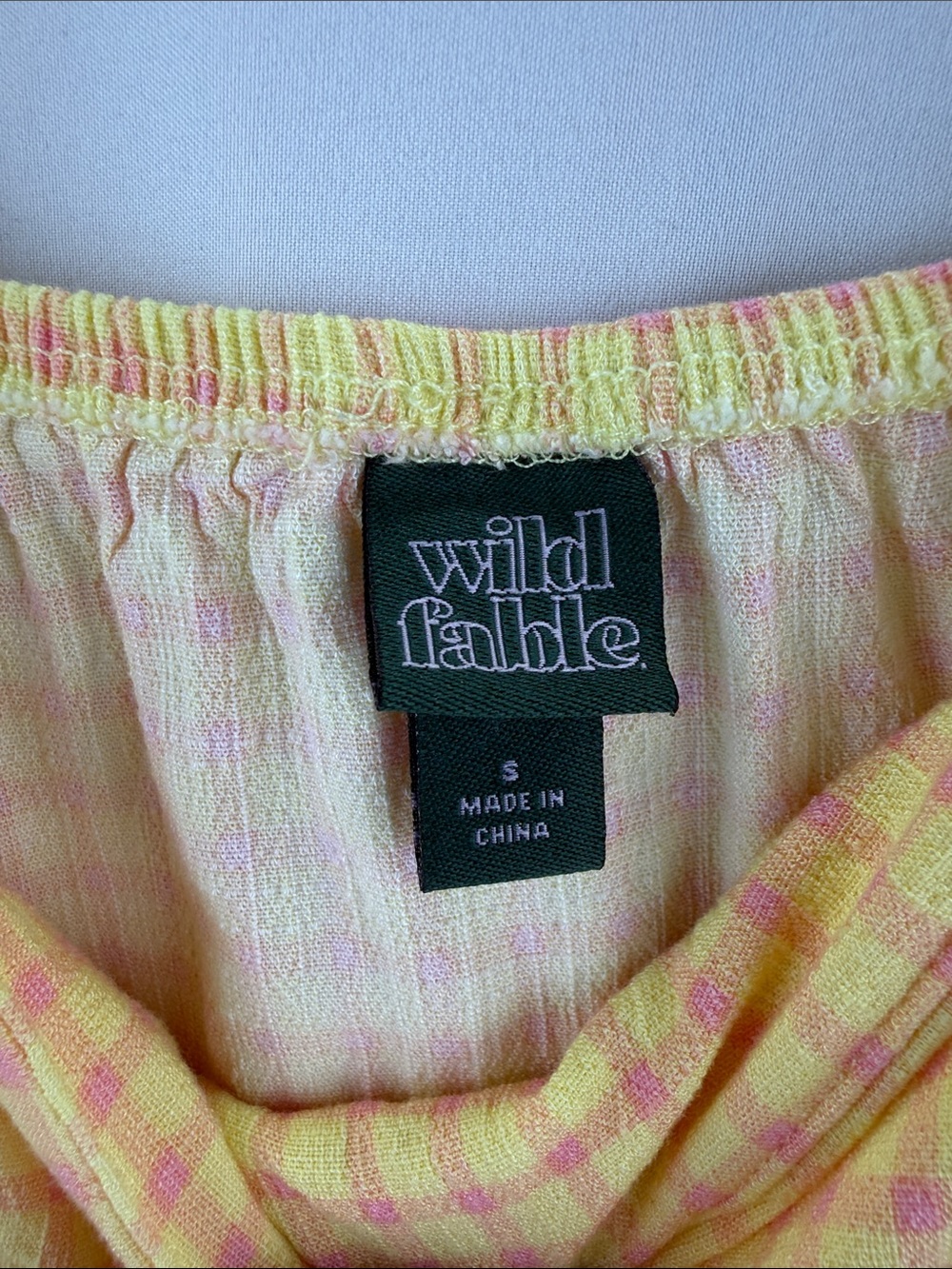 Wild Fable Women’s Size Small Yellow Gingham Ruched Stretch Drawstring Sundress - Picture 6 of 6